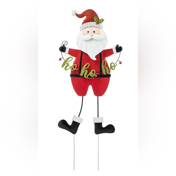 HAND PAINTED HO HO HO SANTA YARD STAKE IS NWT